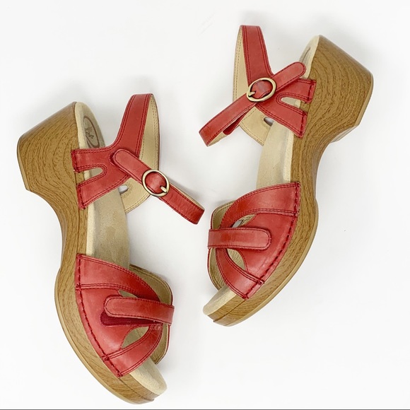 Dansko Shoes - Dansko Red Leather Mary Jane Slingback Sandals
